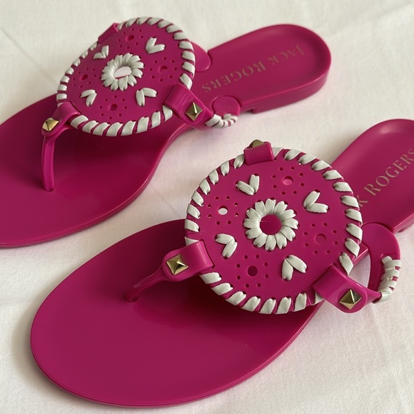 Jack Rogers pink and white rubber thong sandals - Picture 4 of 6
